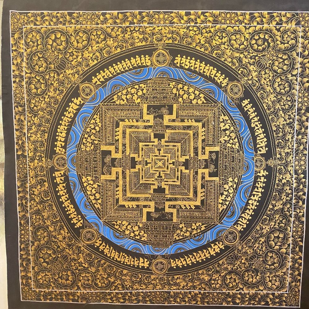 Comprehensive Hand Painted Tibetan Kalachakra Cotton Canvas Painting.
